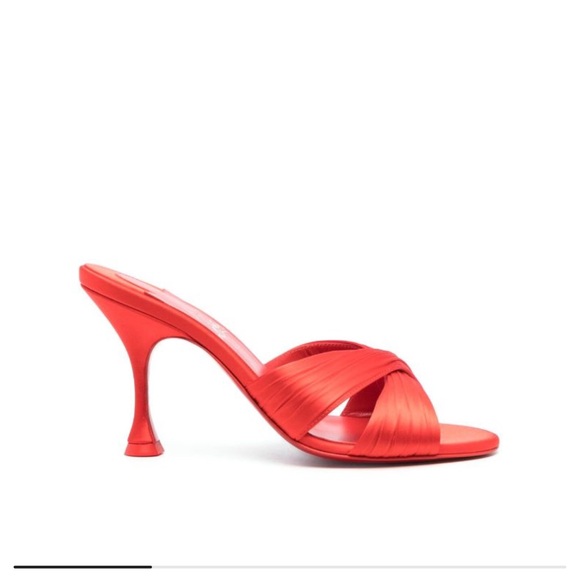 Christian Louboutin NICOLE IS BACK 85 Crepe Silk Mules Sandals Heels Shoes NWT - Picture 2 of 8